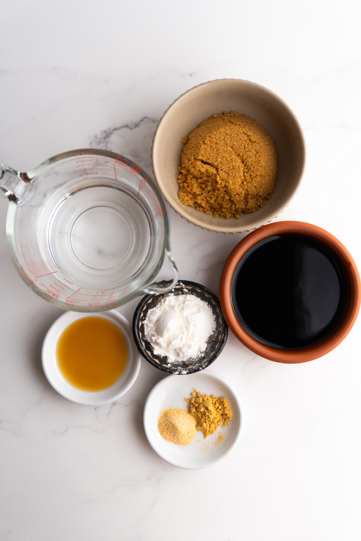 Ingredients for a homemade teriyaki sauce.