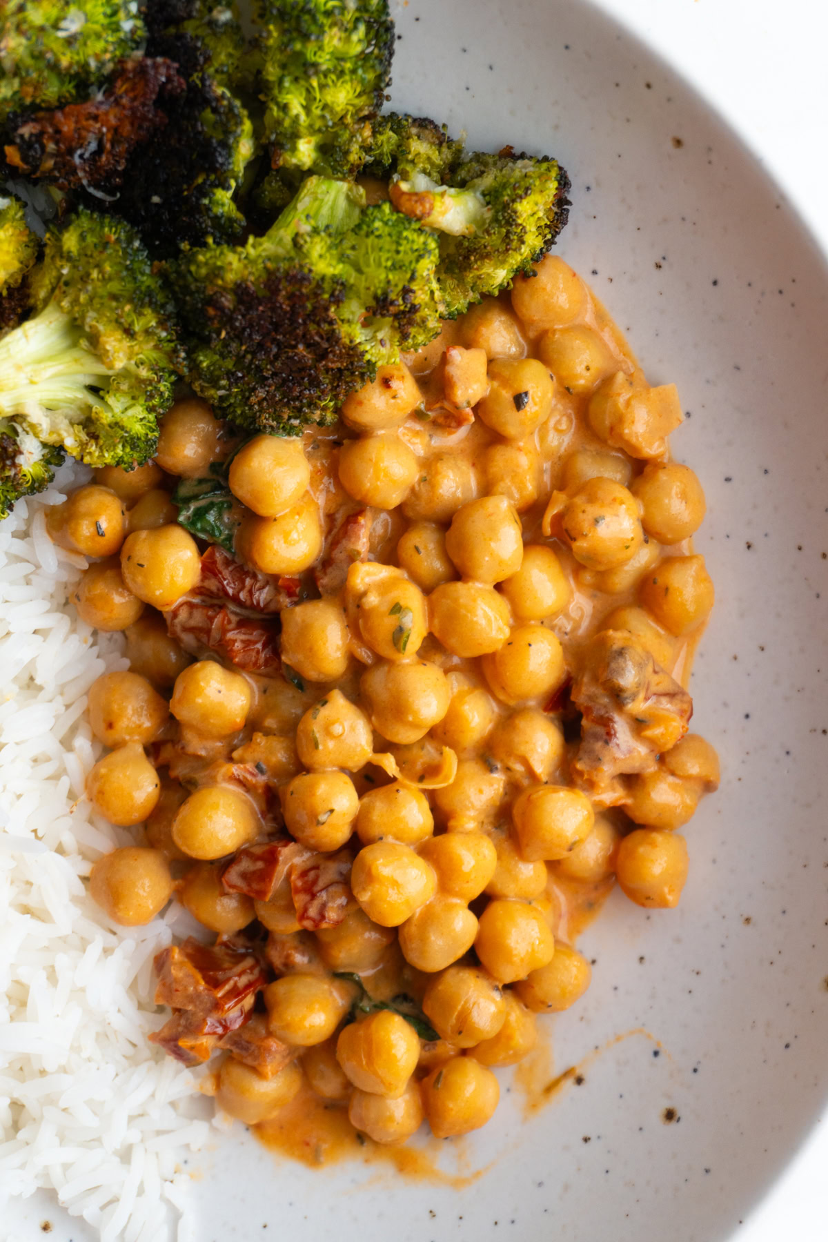 Close up of marry me chickpeas in a bowl.