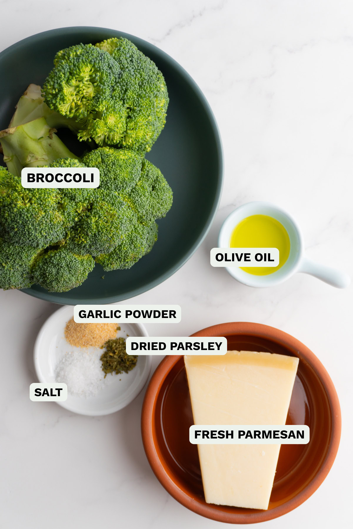 Ingredients needed to make parmesan broccoli