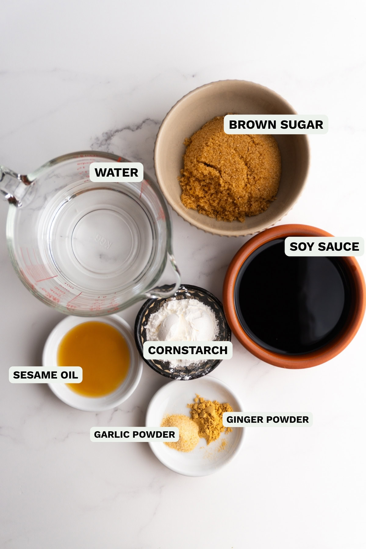 ingredients needed to make homemade sweet teriyaki sauce.